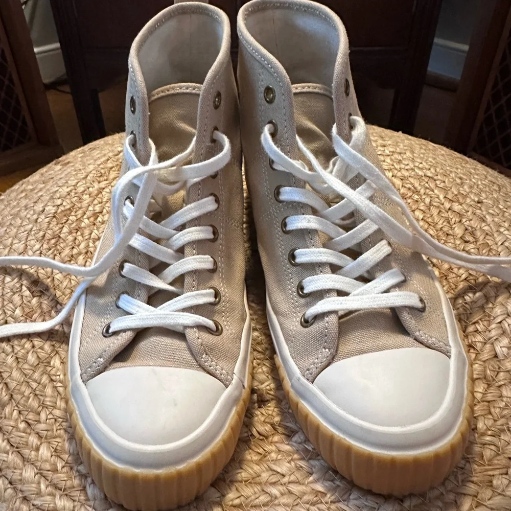 J.Crew Canvas High Top Sneakers | Neutral Tan | Size 6